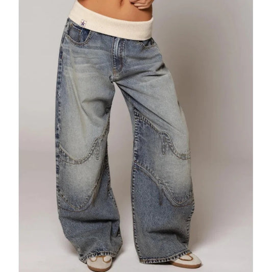 Dames baggy jeans - wijde pijpen, losse fit
