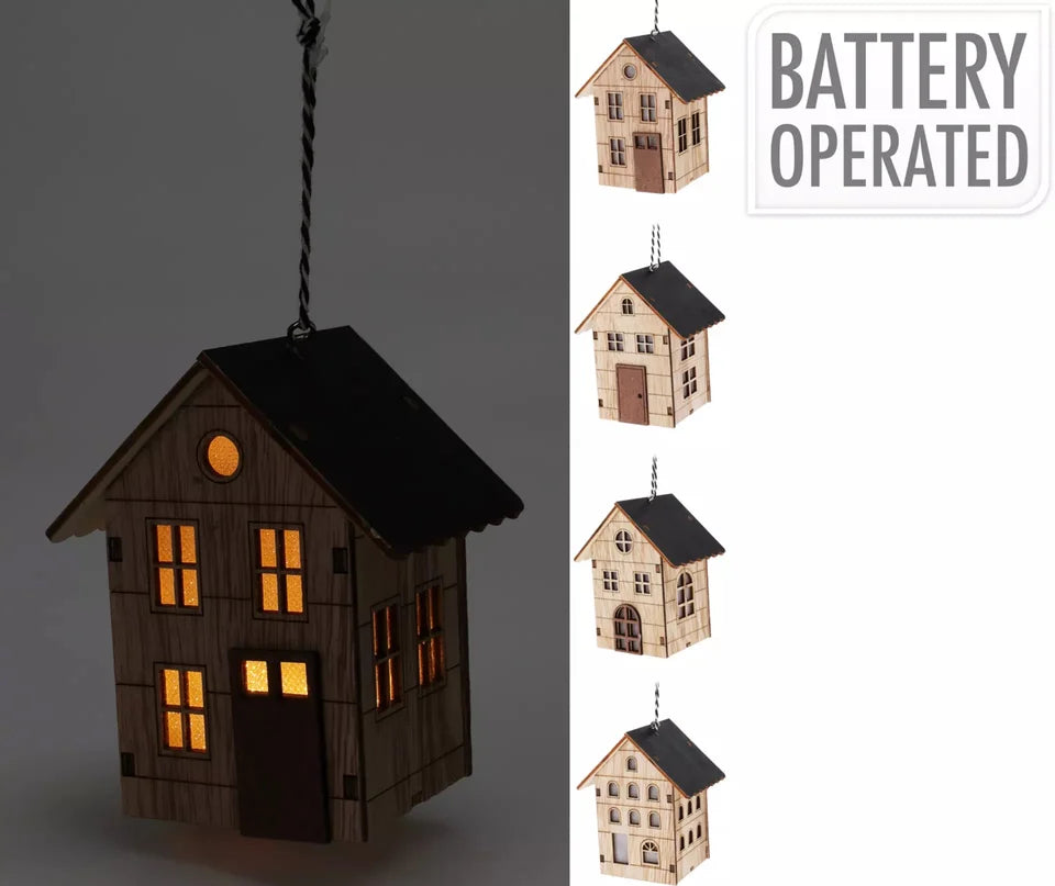 Holzhaus mit LED-Beleuchtung
