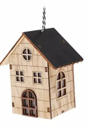 Holzhaus mit LED-Beleuchtung