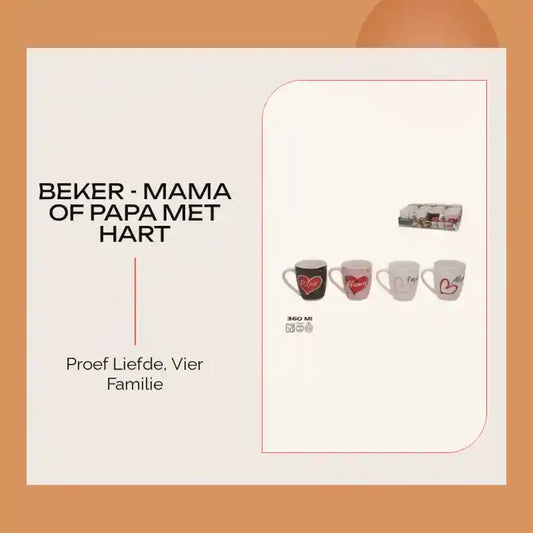 Beker - Mama of Papa met hart by@Outfy