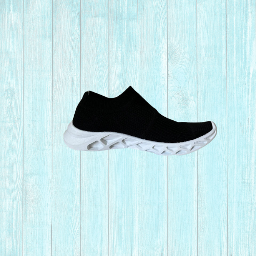 Schwarze Loafer mit weißer Sohle