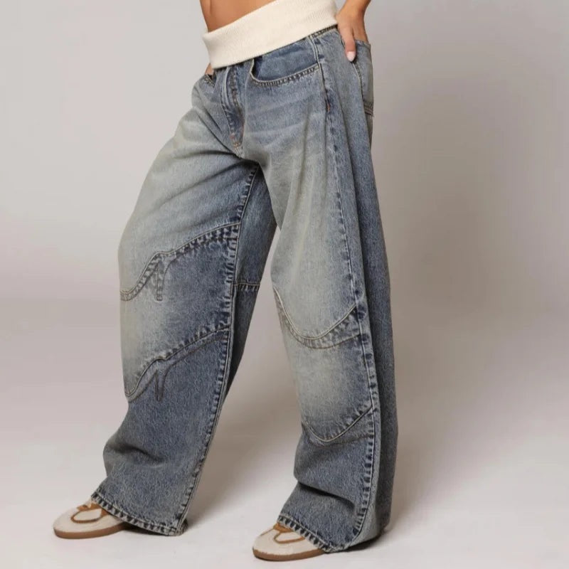 Dames baggy jeans - wijde pijpen, losse fit