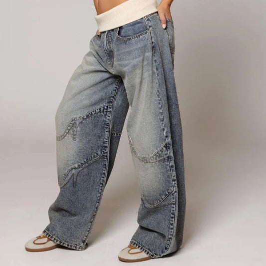 Dames baggy jeans - wijde pijpen, losse fit